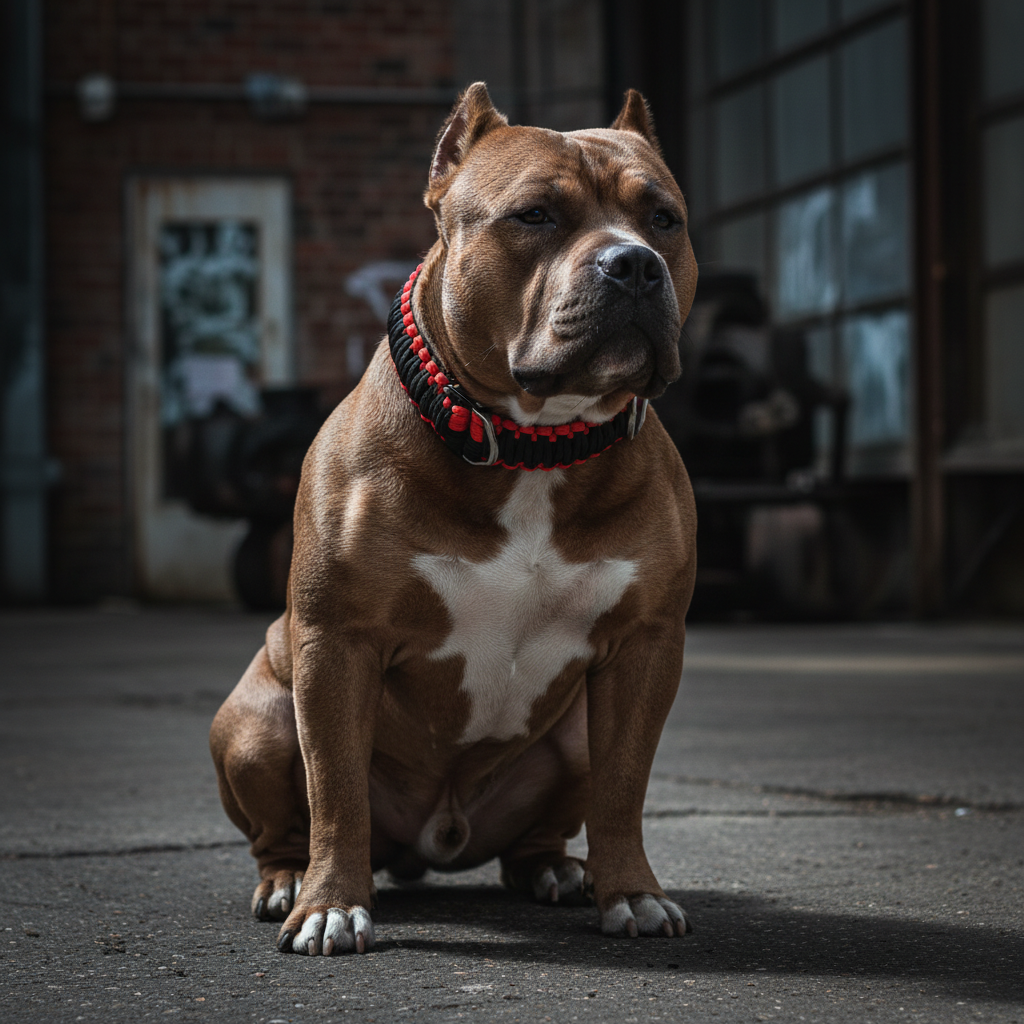 Breach Collar on American Bully XL on cracked concrete